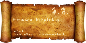 Hofbauer Nikoletta névjegykártya